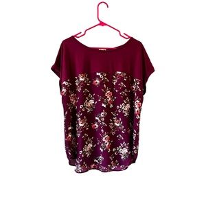Women’s XL Mason & Belle Kinglake Mixed Material Top Burgundy - Never Worn